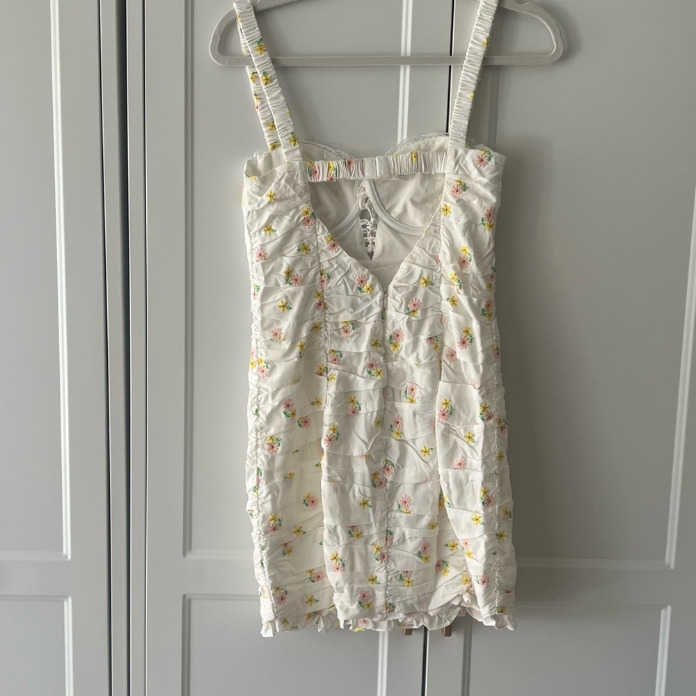 Floral Ruched Dress with Straps - Picture 4 of 5
